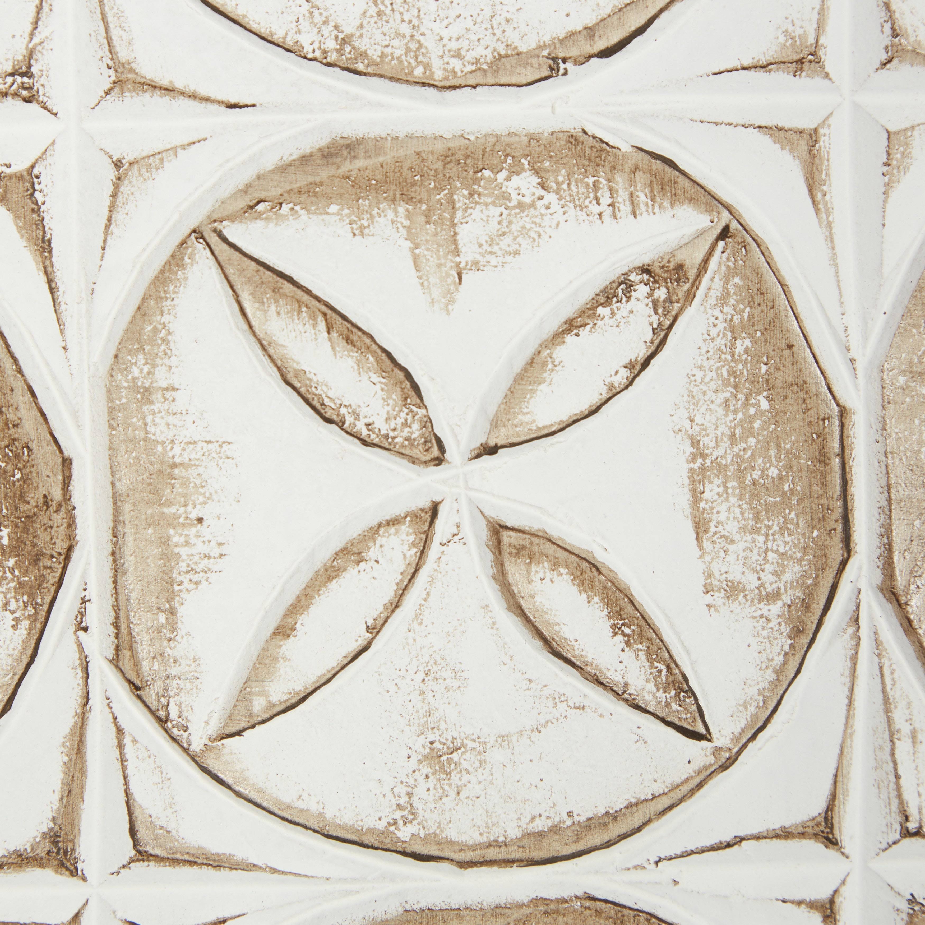 Rectangular White and Beige Wood Wall Decor 16 in. x 48 in. H419