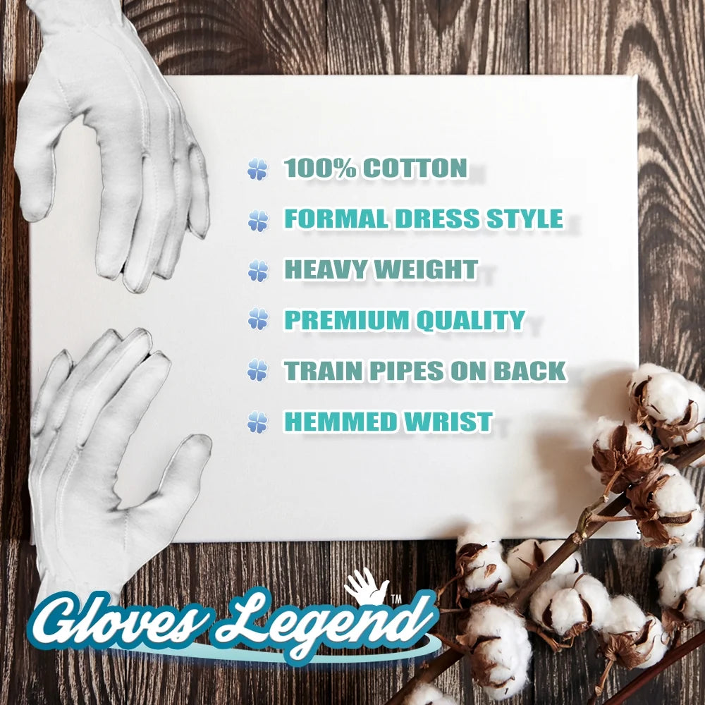 3 Pairs 100% Cotton White Parade Dress Gloves D605991