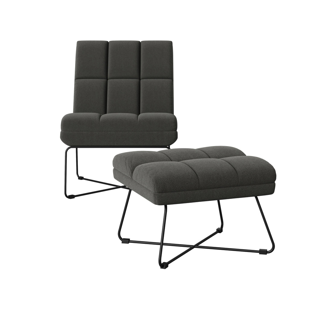 Turquoise Blue Armless Chair and Ottoman D423