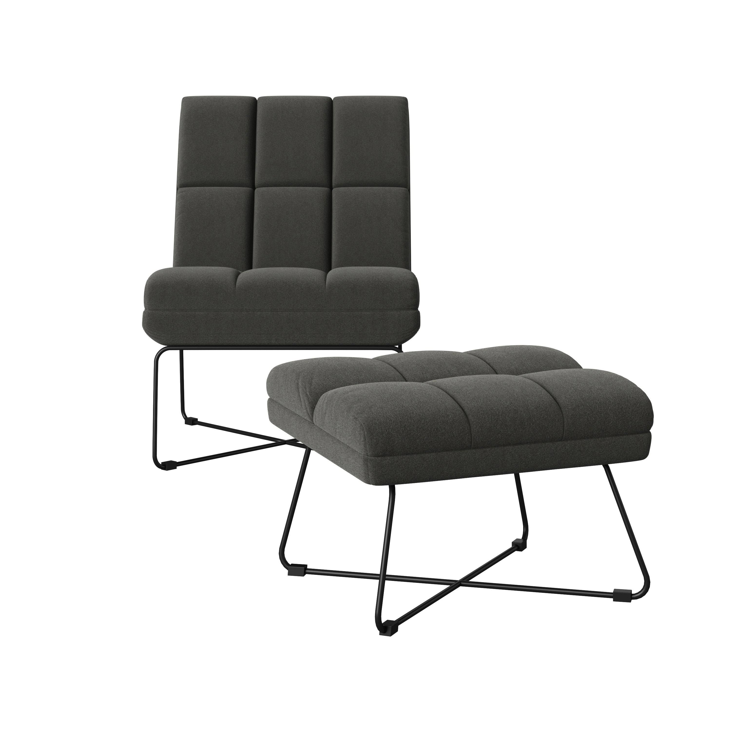 Turquoise Blue Armless Chair and Ottoman D423