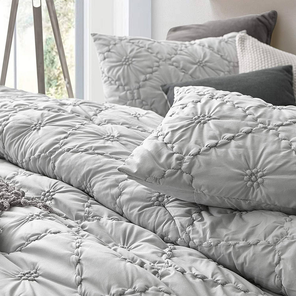 Oversized Textured Comforter Queen Glacier Gray T1181