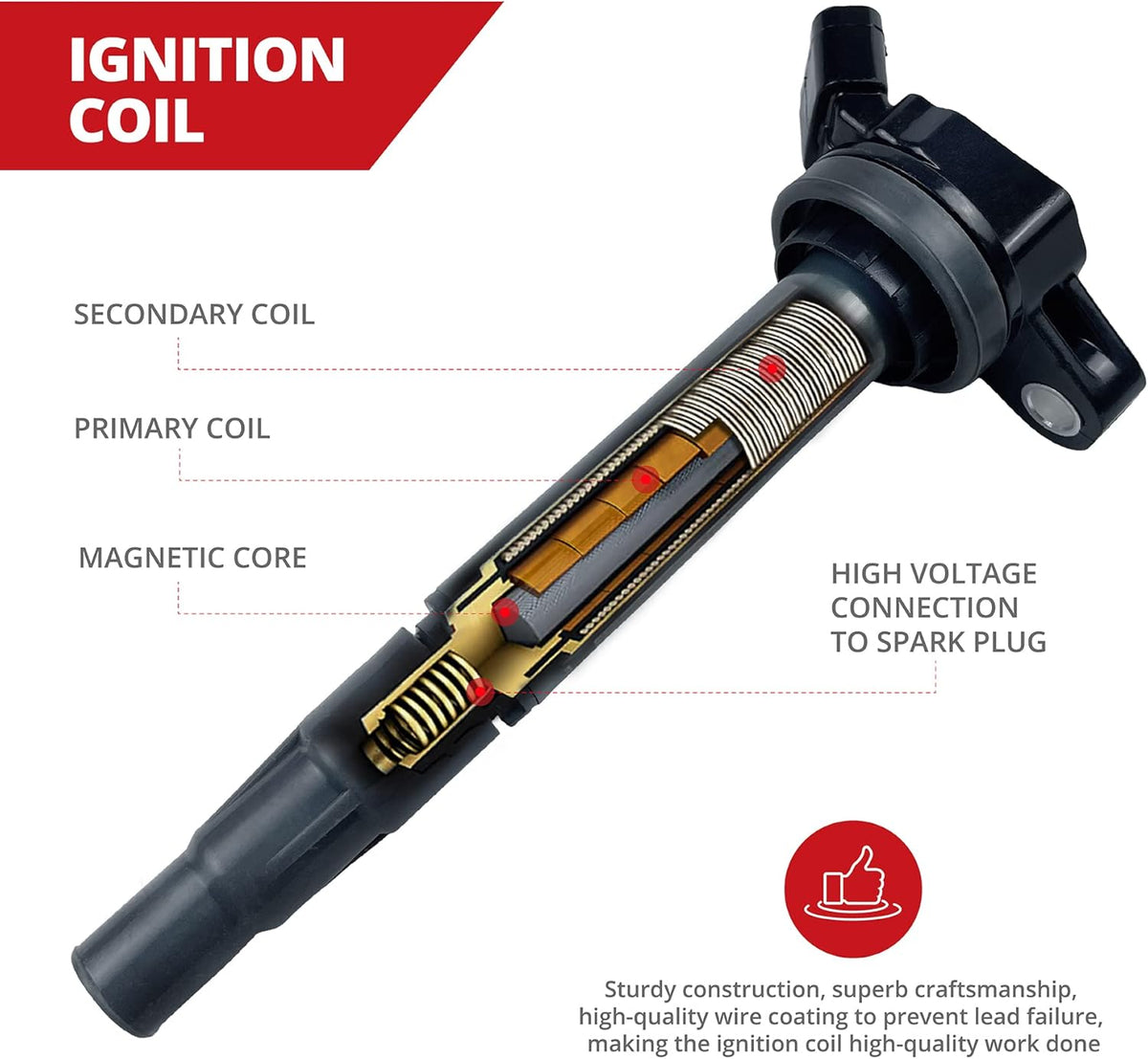 Set of 4 Ignition Coil for Toyota Corolla iM Matrix Prius Plug-In V, Lexus CT200h, Pontiac Vibe, Scion iM xD X968