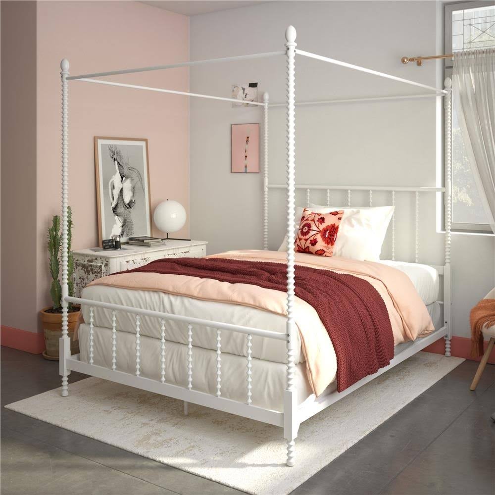 Black Metal Canopy Bed Full F9832
