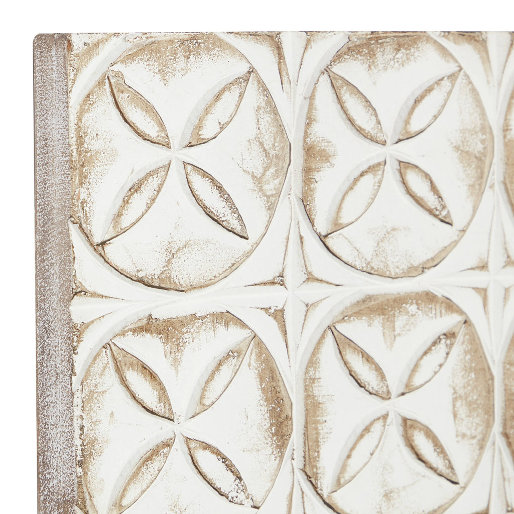 Rectangular White and Beige Wood Wall Decor 16 in. x 48 in. H419
