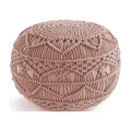 Dusty Pink Hand Knitted Macrame Pouf Ottoman Q6129