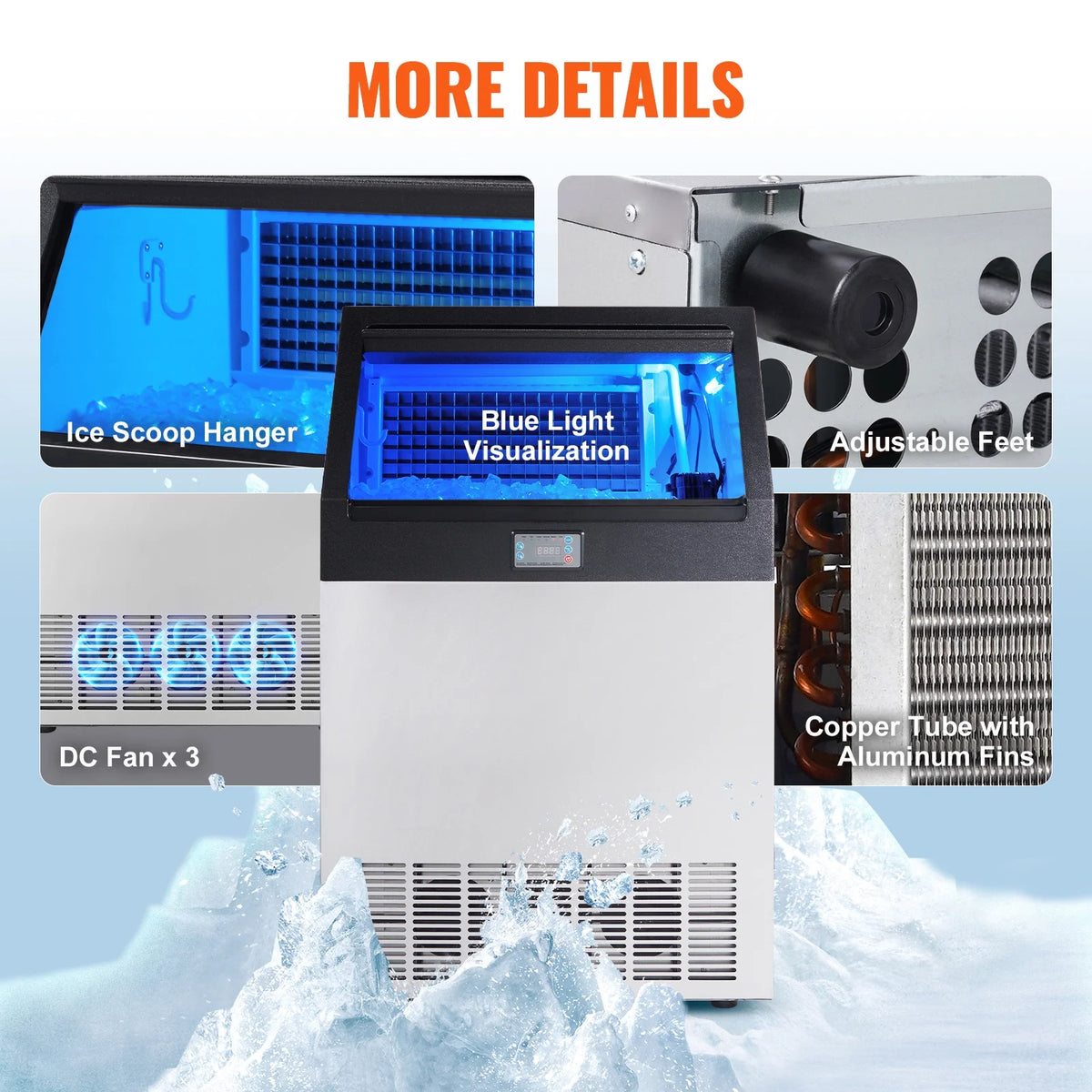 Commercial Ice Maker Freestanding Cabinet Machine 265lbs/24H P93714