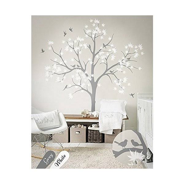 Large Maple Tree Wall Decals Forest Vinyl Sticker with Bird L405096
