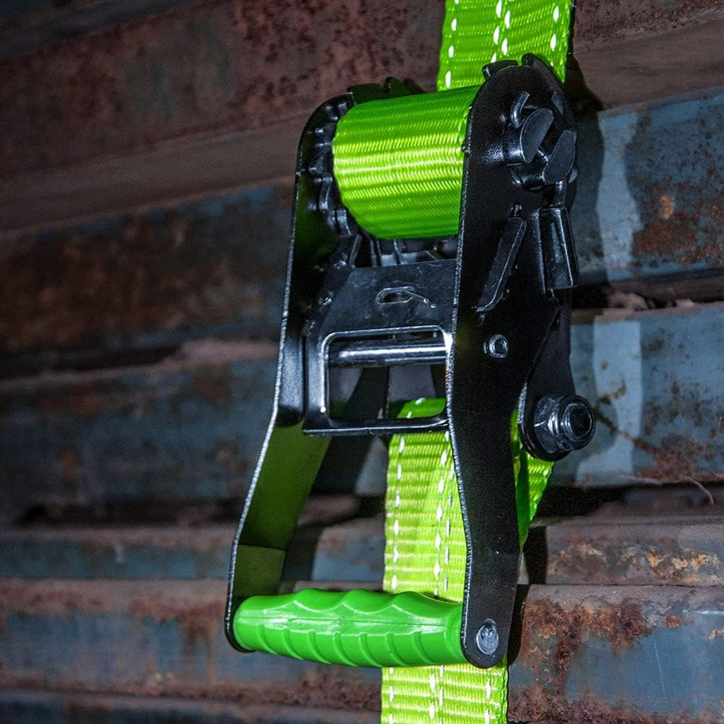 Ratchet Strap with Wire Hooks, 2 Inch x 15 Foot, 2 Pack, 3,300 Pound Safe Working Load U356