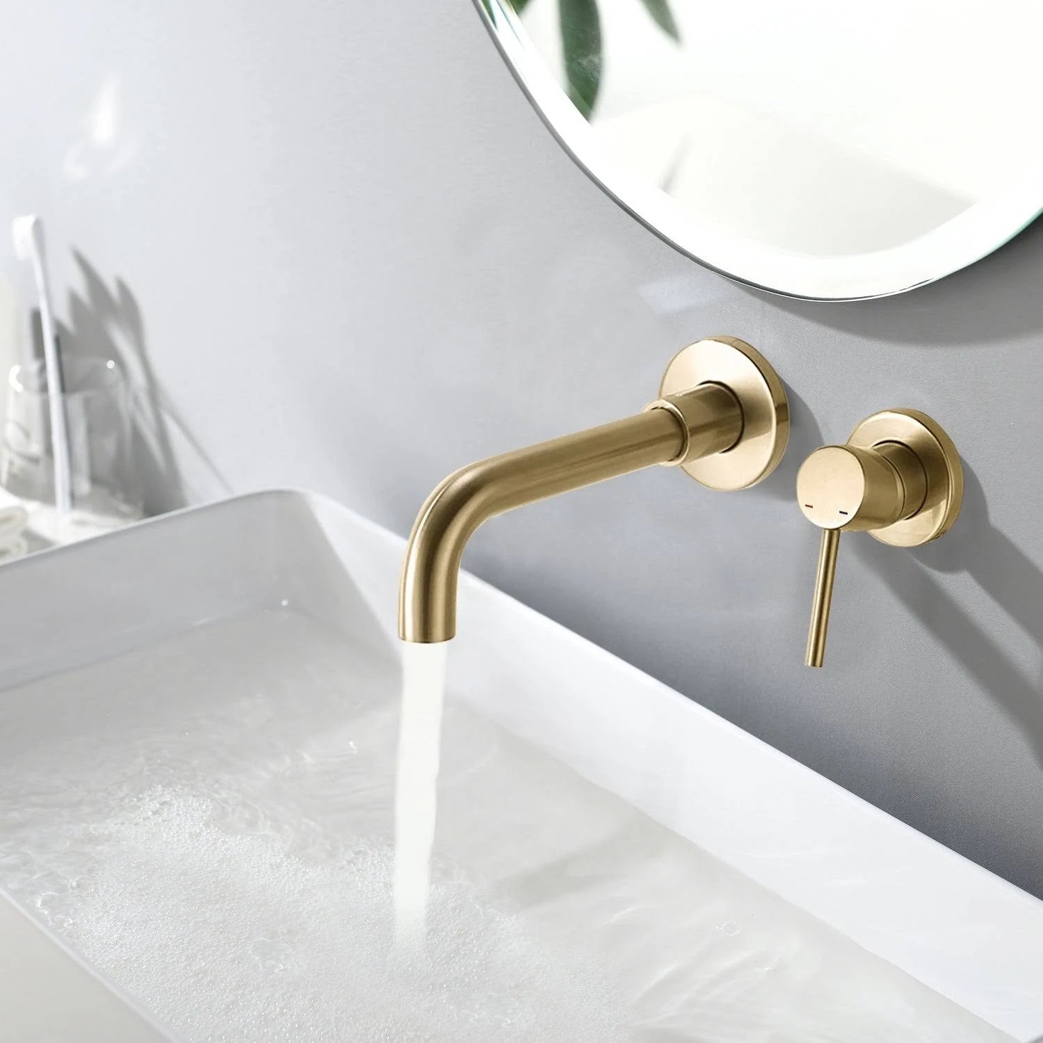 Yellow Wall Mount Single Handle Bathroom Sink Faucet with Drain V3915
