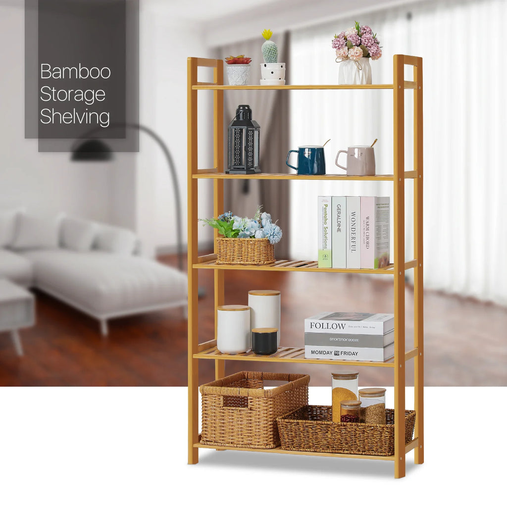 Bamboo 5 Tiers Shelving Unit W34930