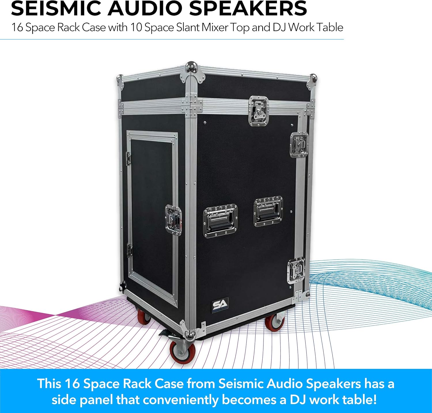 16 Space Rack Case with 10 Space Slant Mixer Top and DJ Work Table R925