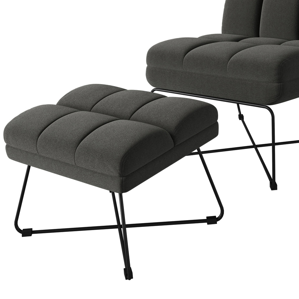 Turquoise Blue Armless Chair and Ottoman D423