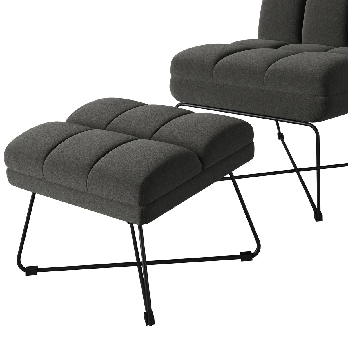 Turquoise Blue Armless Chair and Ottoman D423
