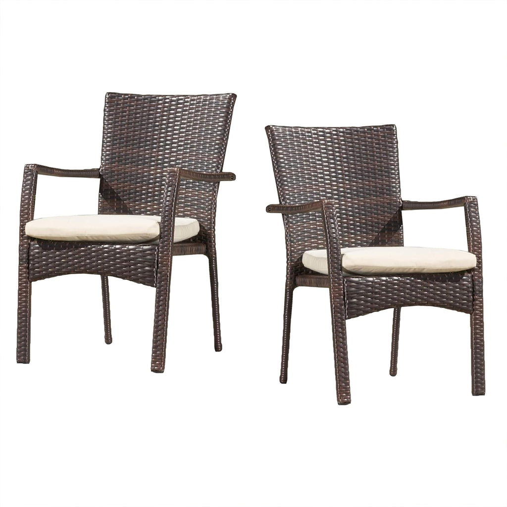 Multibrown Outdoor Wicker Dining Chairs, 2-Pcs Set F5126