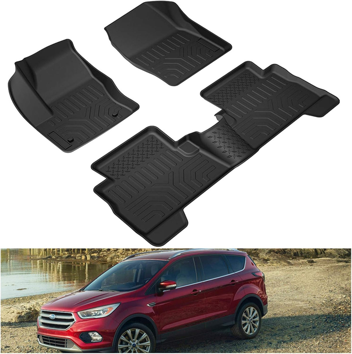 Black TPE All Weather Floor Mats for Ford Escape U600
