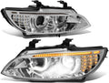 Dual Animated Start-Up Halo Sequential LED Turn Signal Projector HID Headlights, Chrome Housing Q123