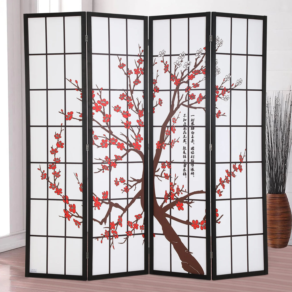 White Freestanding 4 Panel Room Divider V2336