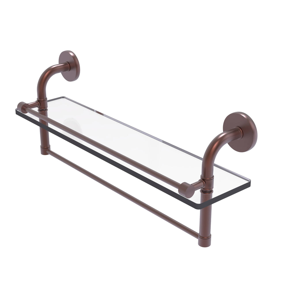 22 in. Gallery Glass Shelf with Towel Bar Antique Copper G741