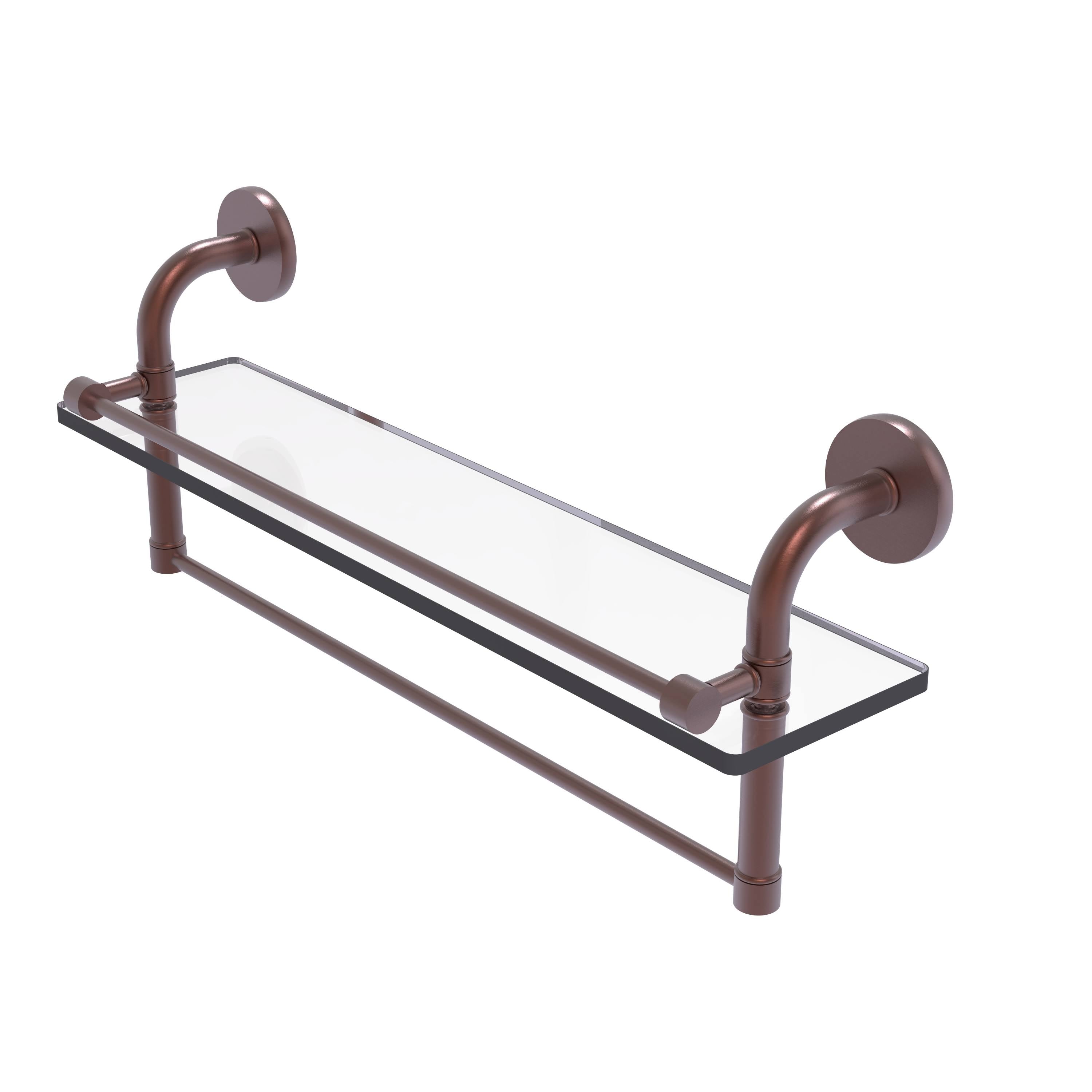 22 in. Gallery Glass Shelf with Towel Bar Antique Copper G741