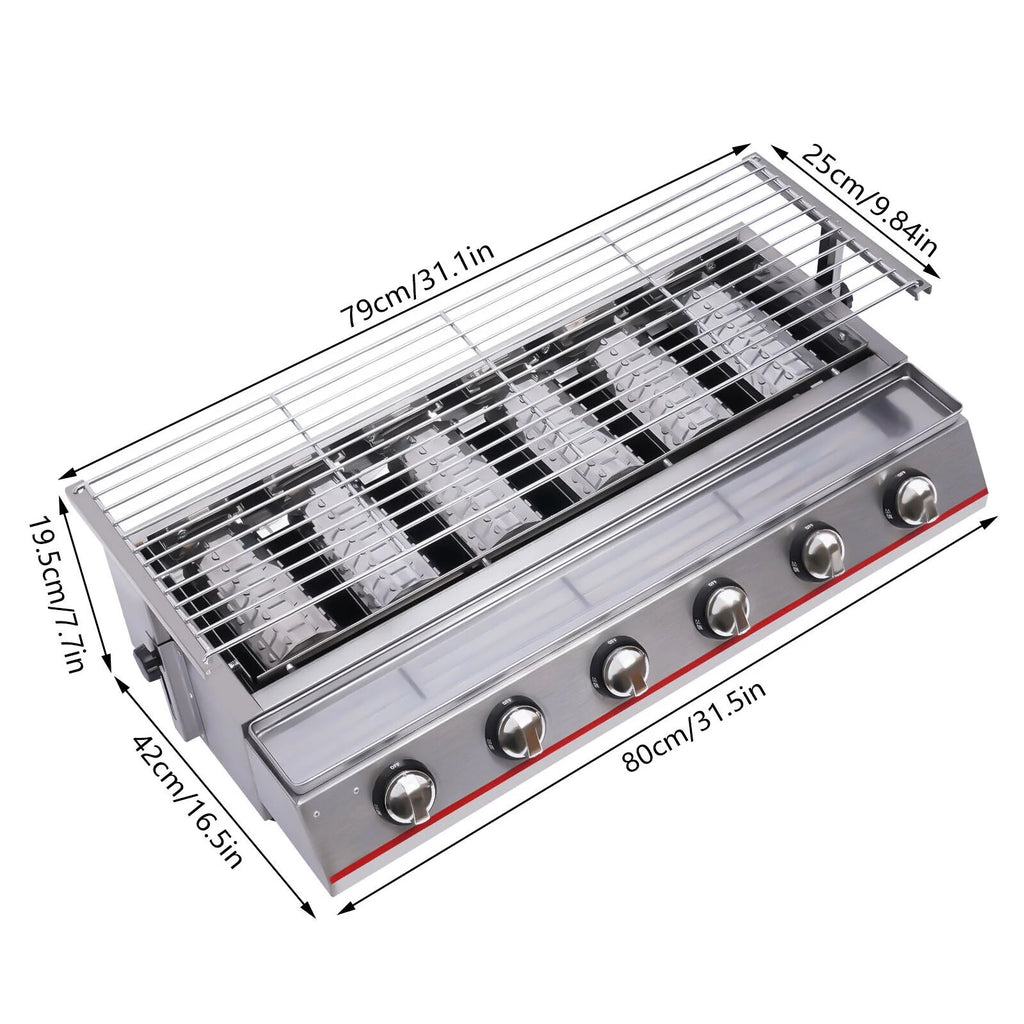 6 Burner LPG Gas Grill Griddle D46120