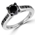 1 CTW Black Diamond Solitaire Engagement Ring in 10K White Gold G317