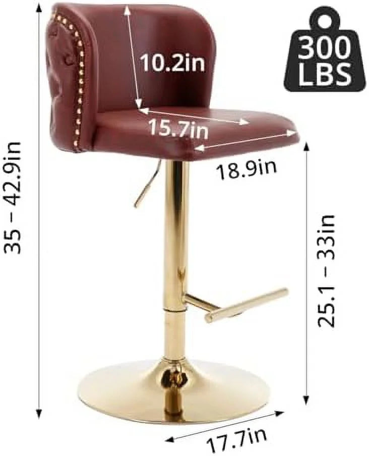 Swivel Bar Stools with Upholstered Tufted Mid Backrest & Footrest U293813