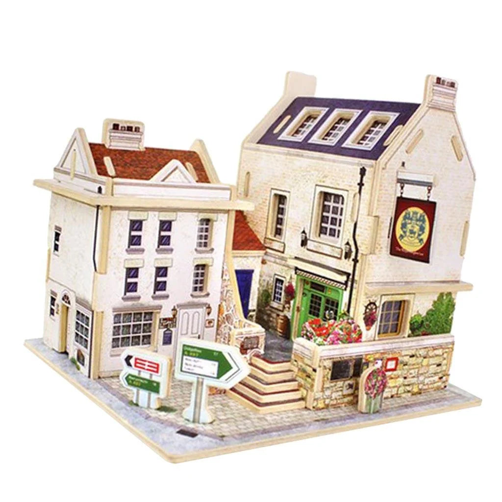 Britain Bar Pub Life Scene 3D Wooden Dollhouse Miniature With Furniture X59527