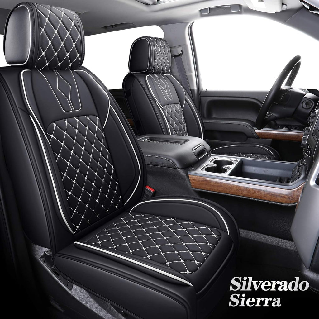 Black and Blue Waterproof Leather Car Seat Covers Full Set N948