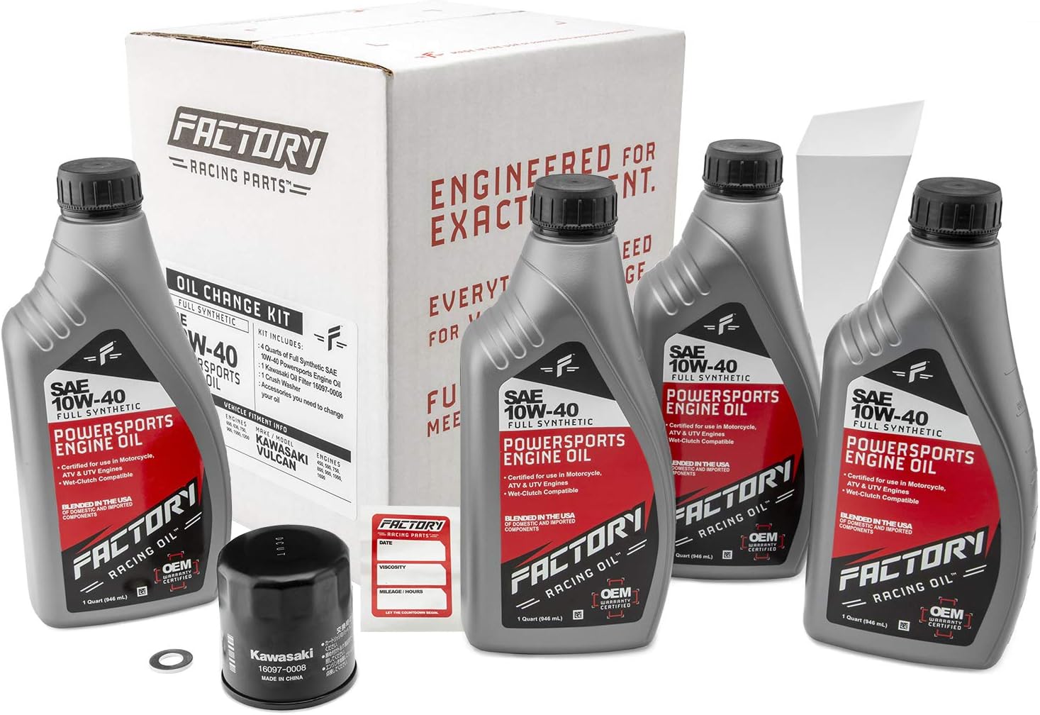 SAE 10W-40 Full Synthetic Oil Change Kit, 4 Quarts of Oil, 1 Filter, 1 Crush Washer, 1 Funnel, Pack of 2 G3740