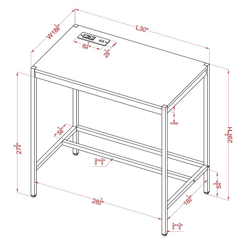 Olive and Gold Wood Writing Desk with USB Port P164