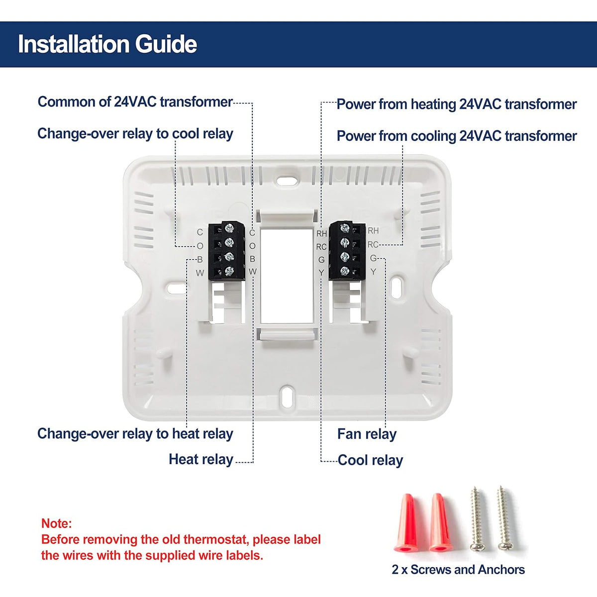 2PK White Non-Programmable Digital Thermostat with Large LCD Display H1664