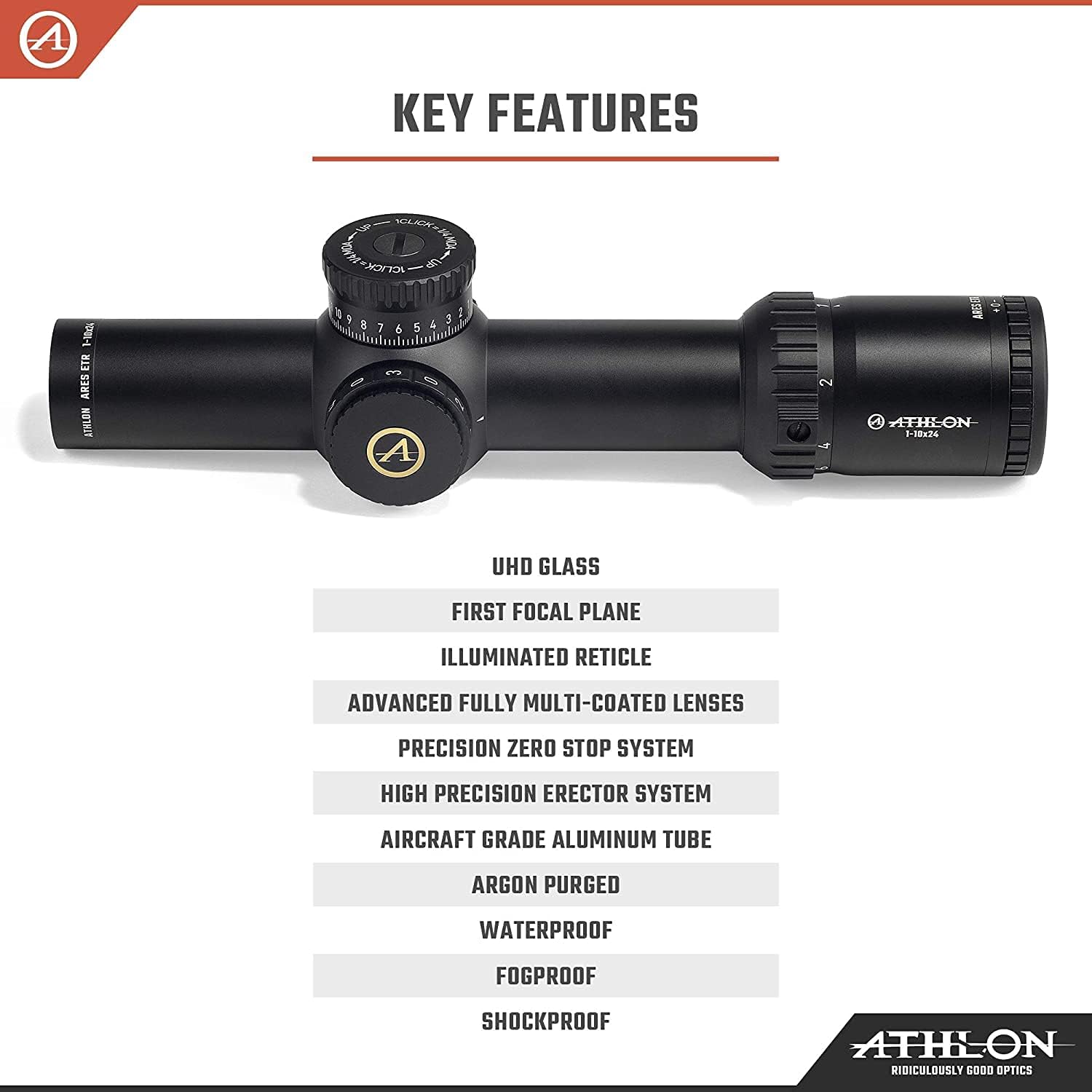 1-10x24 FFP IR MIL Riflescope with Lens Cleaning Pen R716
