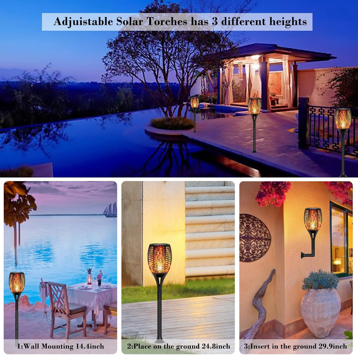 6 Pack Solar Powered LED Torch Lights Z372089