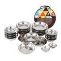 22PCS Portable Stainless Steel Camping Tableware Set with Storage Bag O8812