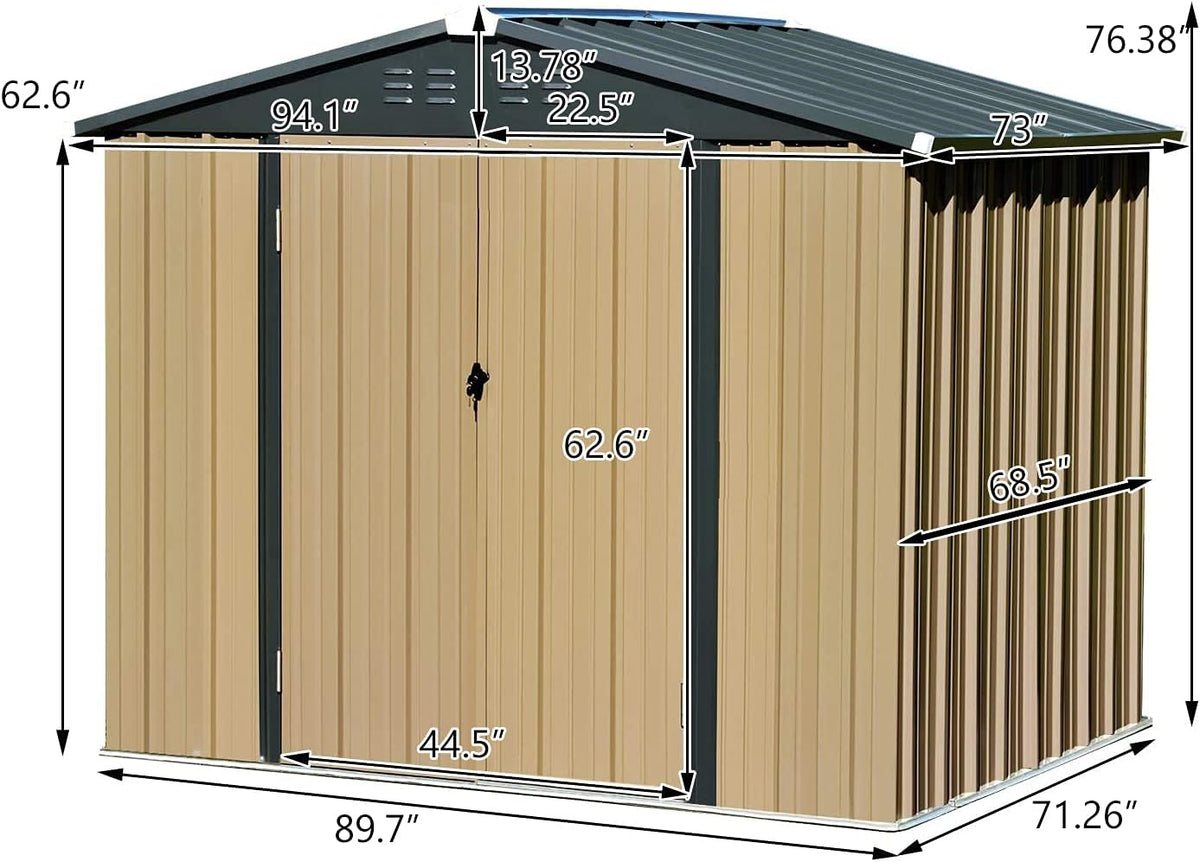 8' x 6' Storage Shed with Double Doors and Lock T859793