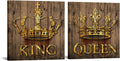 Rustic Golden King and Queen Crown Canvas Wall Art Framed 24x24inch G834778