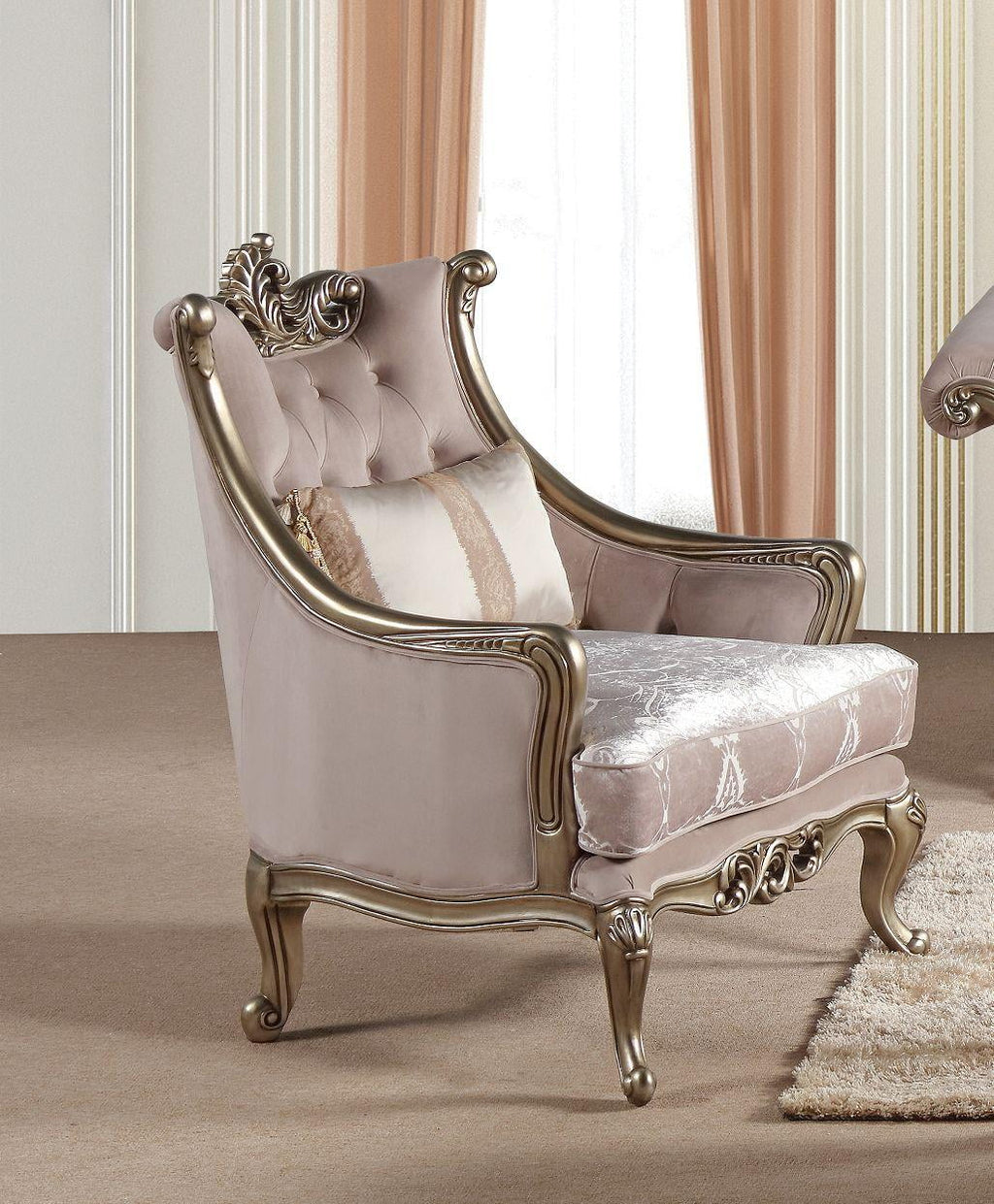 Champagne Wood Sofa Set 2Pcs W87569
