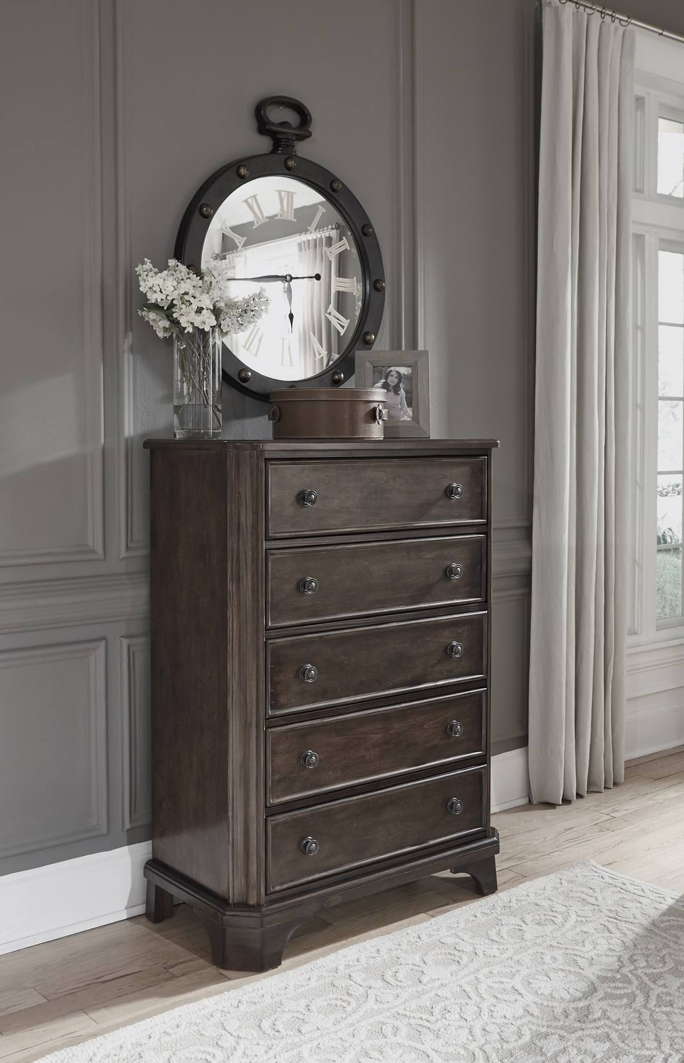 Brown Five Drawer Chest D394155