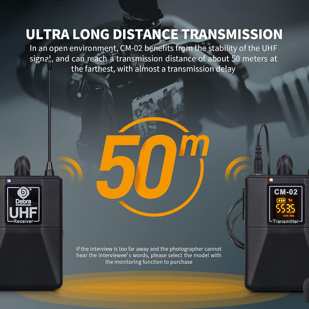 UHF Wireless Lavalier Microphone System with Receiver & Transmitters, Dual Mics, 164 Feet C6997