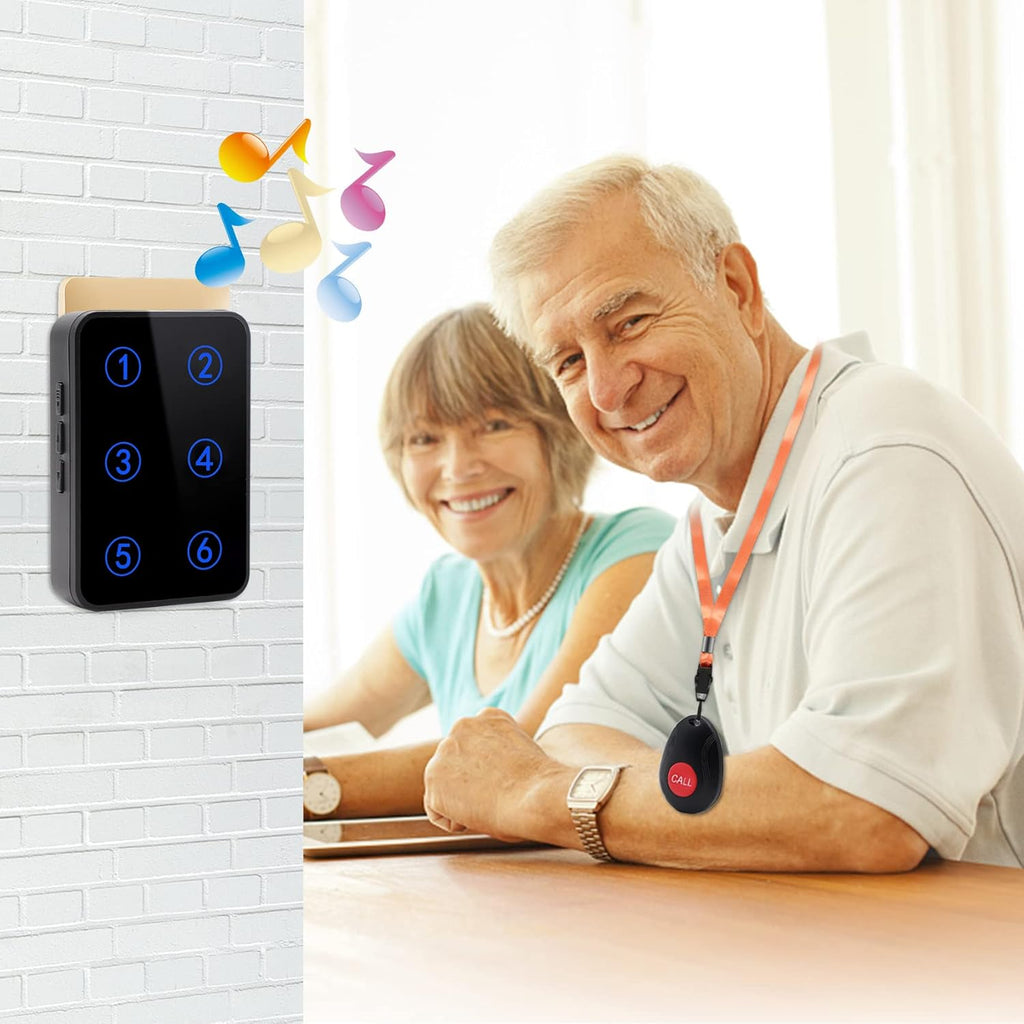 Wireless Call Button System with 2 Number Display Plug-in Receiver 6 Waterproof Transmitters C86521