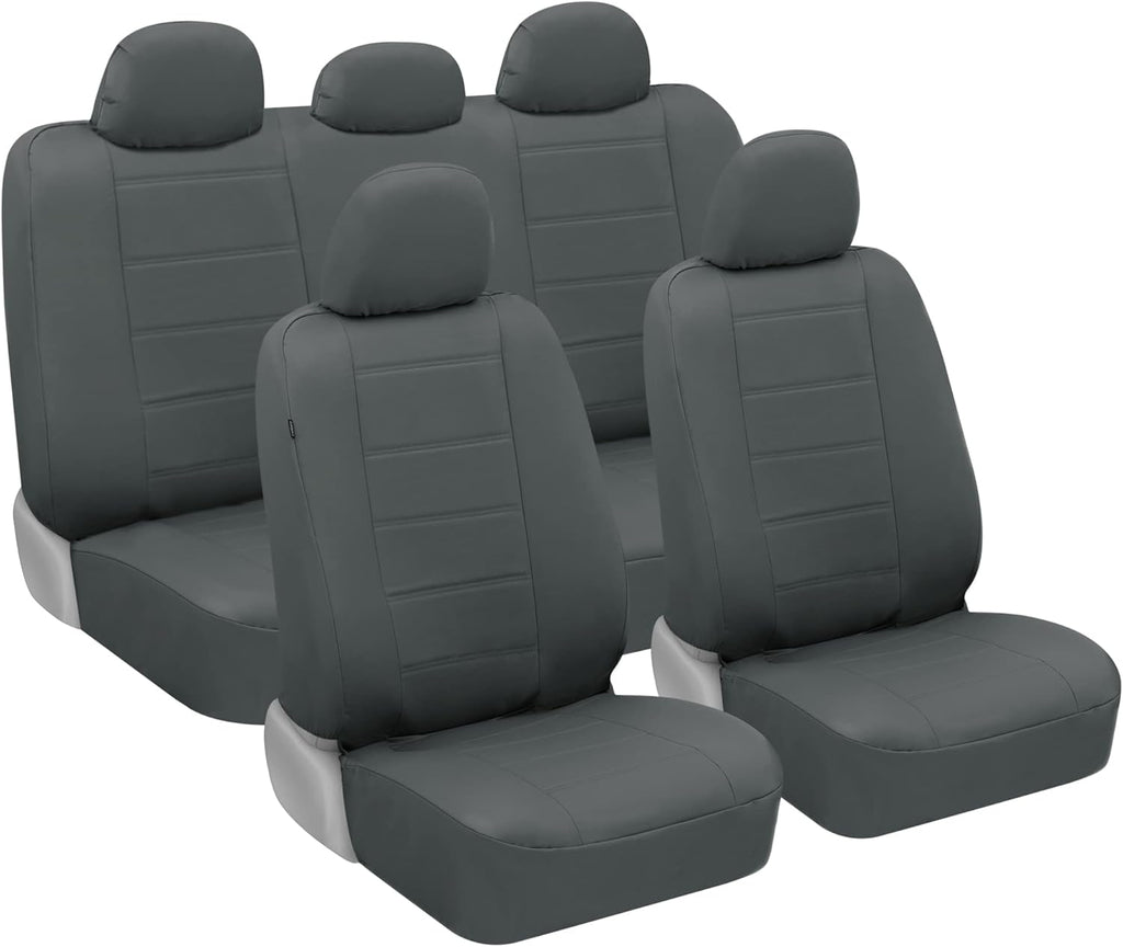 Black Faux Leather Seat Covers Full Set Pack of 2 X6056