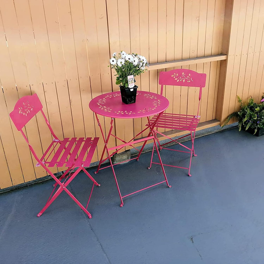 Grey 3 Piece Patio Bistro Set with Folding Chairs B287213