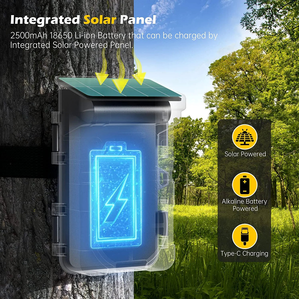 Solar Powered Trail Camera 1080P 24MP with Night Vision Waterproof O274