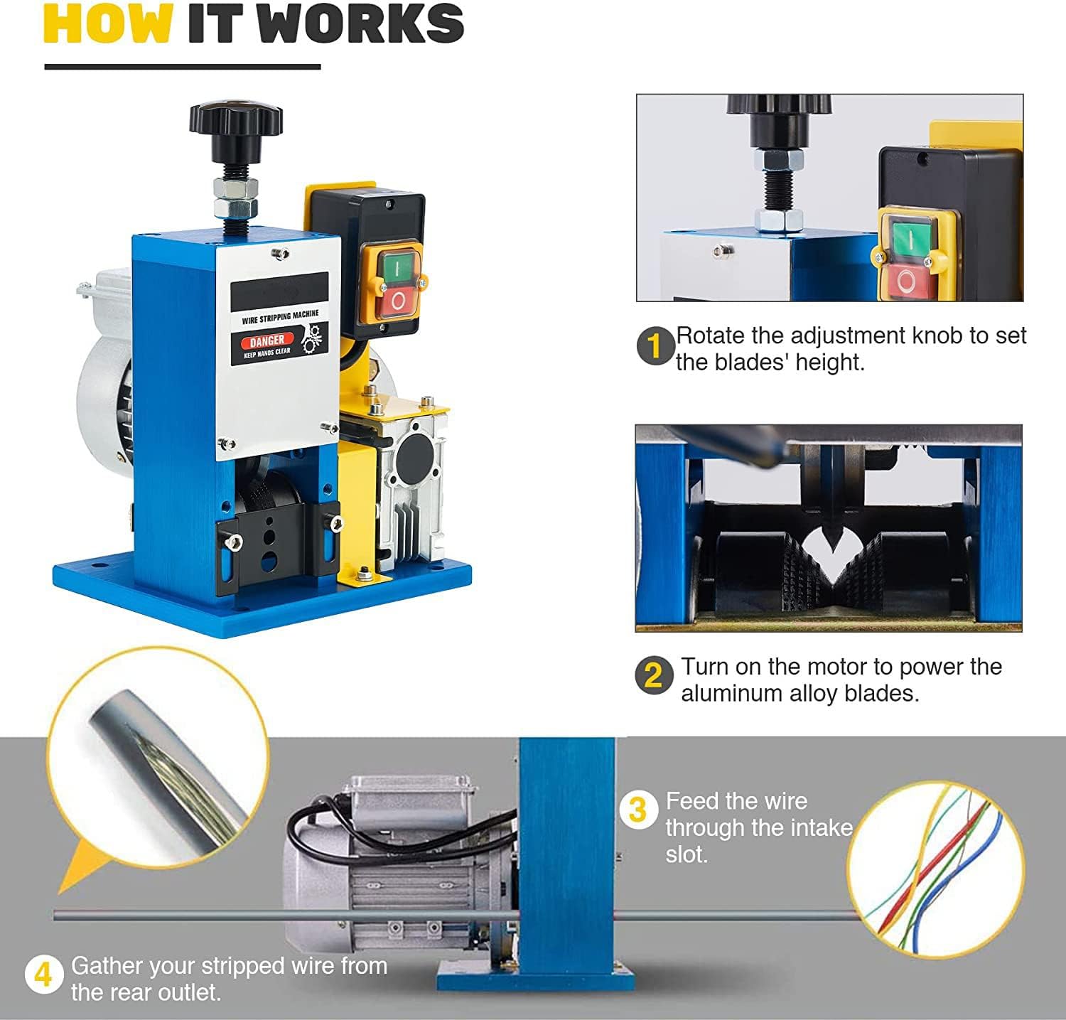 Automatic Electric Wire Stripping Machine, Aluminum Alloy, 1.5mm-25mm V841