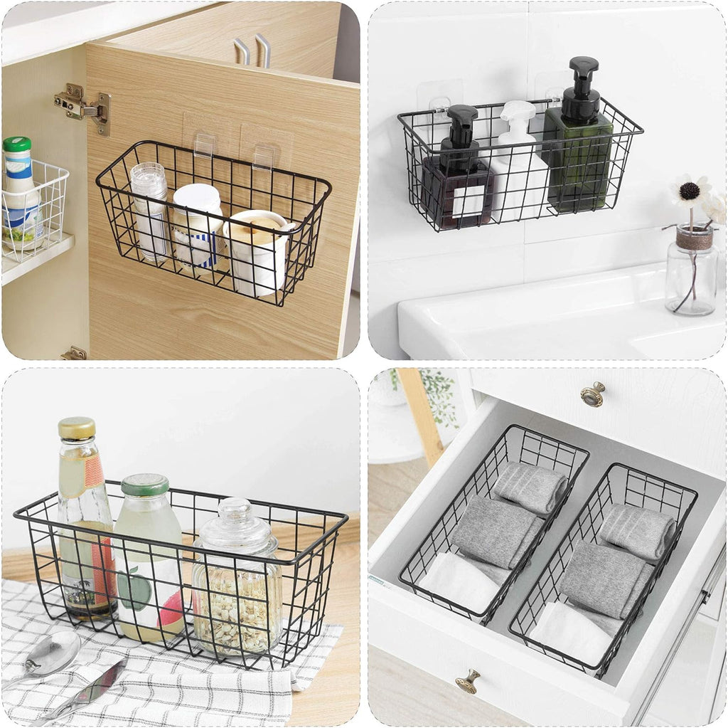 8 Pack Metal Wall-Mounted Storage Baskets, 4 Large 4 Medium C4773