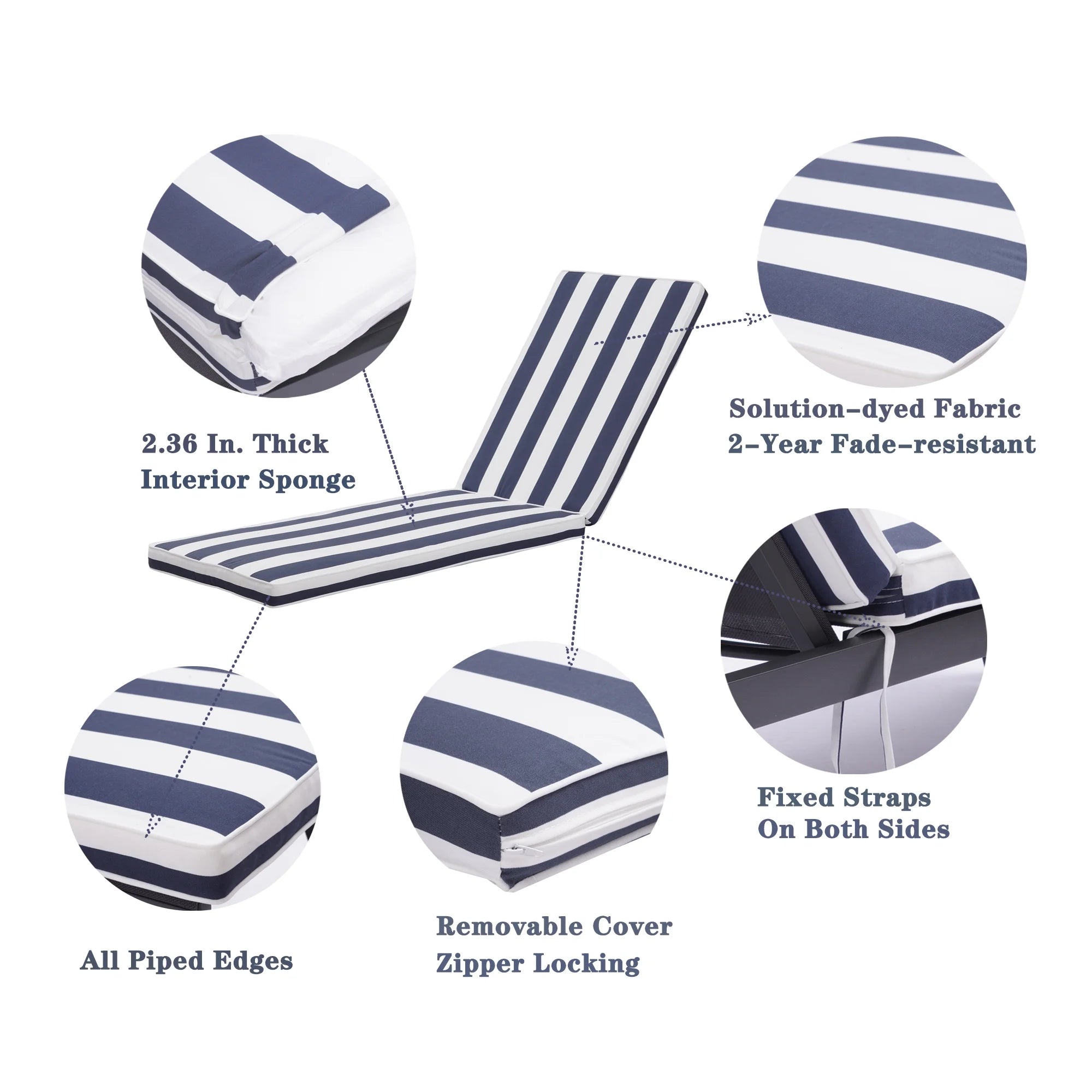 Outdoor Lounge Chair Cushion Replacement Patio Seat Cushion C46611