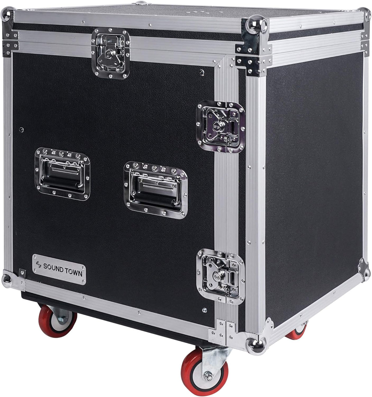 12U PA DJ Rack Case with Slant Mixer Top and Casters W445