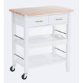 White Wood Kitchen Cart with Drawers F995866