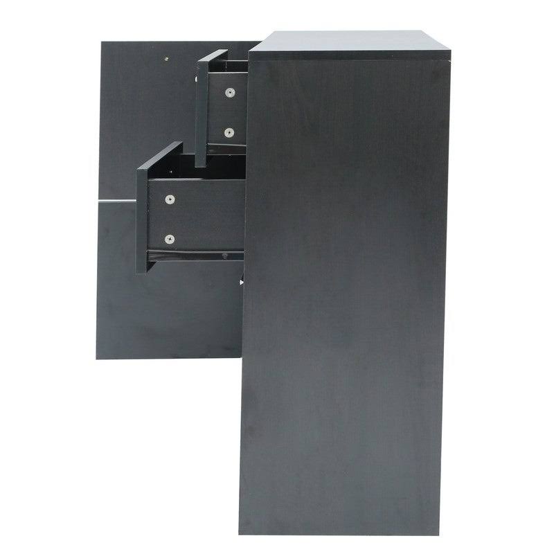 Black Wood Finish Storage Cabinet with 2 Drawers and 3 Side Cabinet J371345