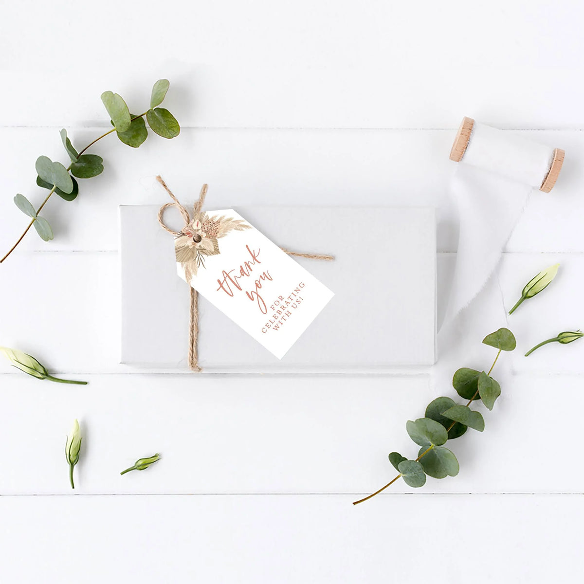 Boho Dried Palm Leaves Cardstock Tags with Bakers 100-Pk H636